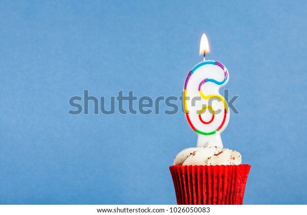 Number 6 Birthday Candle Cupcake Against Stock Photo 1026050083 ...