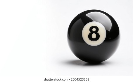 number 8 eight ball, the black ball, used in pool billiard games and is the last one to be sunk to win the game. Also associated with luck, chance or bad luck. isolated on white background - Powered by Shutterstock