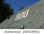 Number 800 on the turret of an old Soviet T-34 tank