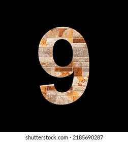 Number 9 - Nine digit on rustic tile background