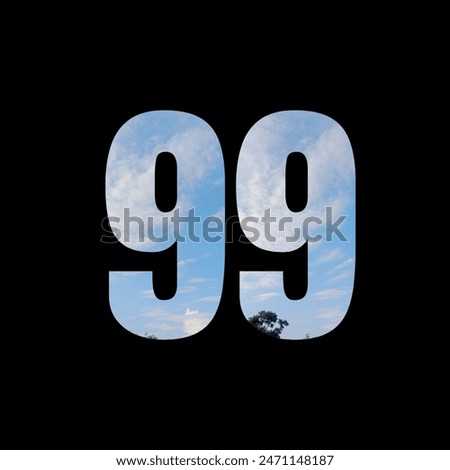 Number 99 design with cloud texture on black background