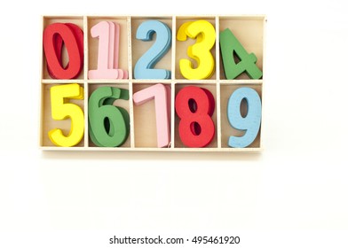 the number card made of the number card made of wood colored with variety color over with background.  wood colored with variety color over with background.   - Shutterstock ID 495461920