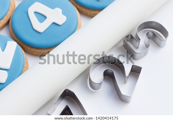 Number Cutters Make Decoration Cookies Decorated Stock Photo Edit