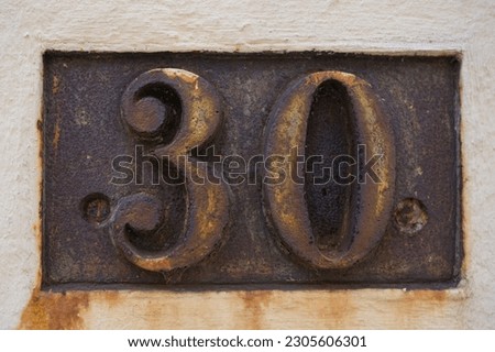 Number digit 30 for birthday or anniversary