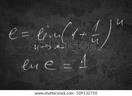 Number e which is a base of natural logarithm as a limit of infinite series
