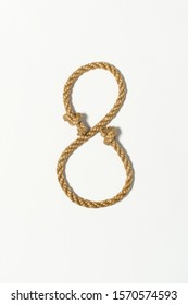 Number Eight Depicted Using Jute Rope Used In Shibari, Japanese Bondage Technique