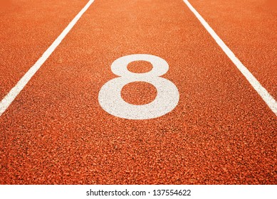 Number Eight On Athletics All Weather Running Track