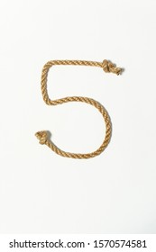 Number Five Depicted Using Jute Rope Used In Shibari, Japanese Bondage Technique