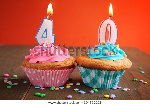 Number Forty Birthday Candles On Blue Stock Photo Edit
