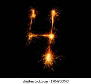 Number Four Written Sparkler On Black Stock Photo 1704930043 | Shutterstock