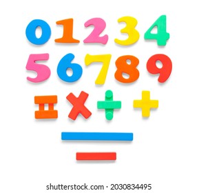 Number Math Magnets Cut Out On White.