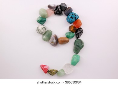  The Number Nine (9) Made Of Color Stones