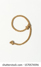 Number Nine Depicted Using Jute Rope Used In Shibari, Japanese Bondage Technique