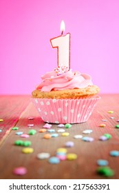 Number One Birthday Candle On Pink Stock Photo 217563391 | Shutterstock