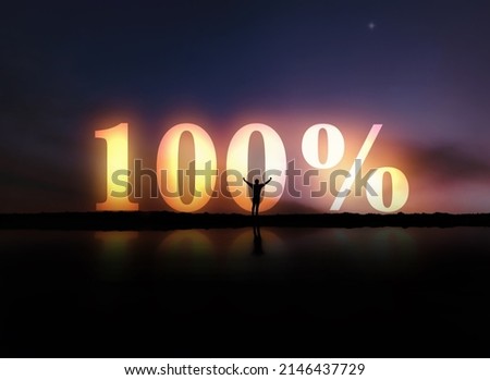 number one hundred percent shaped as a hole with sky background