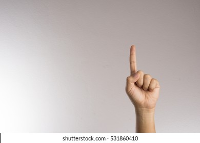 Number one index finger on white background