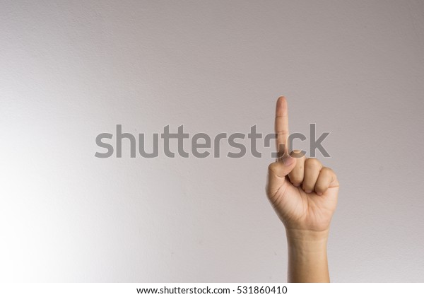 Number one index
finger on white
background