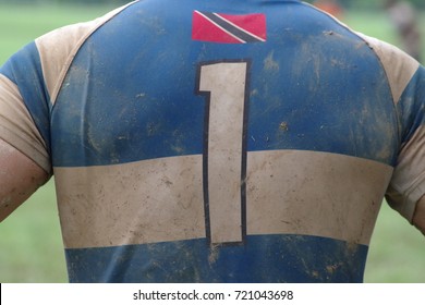 Number one on a dirty sport shirt. Leadership icon. - Powered by Shutterstock