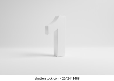Number one on white background. 3D rendering.