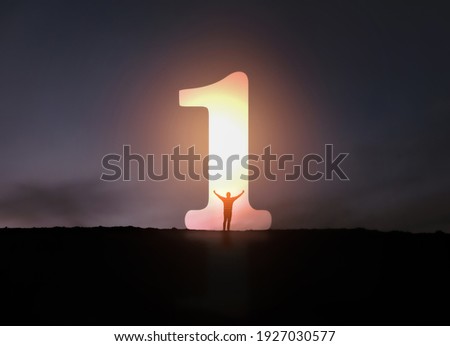 number one shaped as a hole with sky background