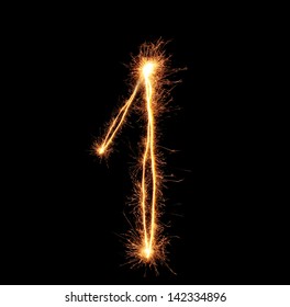 Number One Sparklers On Black Background Stock Photo 142334896 ...