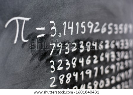 The number pi written with chalk on the blackboard, with its equivalence in numbers Zdjęcia stock © 