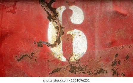 Number six 6 on an old rusty metal background. Texture of old paint and rust on the numbers. - Powered by Shutterstock