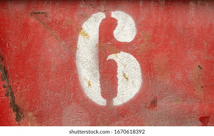 Number six 6 on an old rusty metal background. Texture of old paint and rust on the numbers. - Powered by Shutterstock