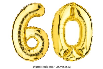 Number Sixty 60 balloons. Helium balloon. 60 years. Golden Yellow foil color. Birthday Party, greeting card, Sale, Advertising, Anniversary. High resolution photo. Isolated on white background. - Shutterstock ID 2009658563