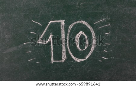 Number ten on chalkboard, blackboard texture