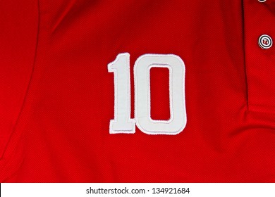 Number Ten On Red Shirt