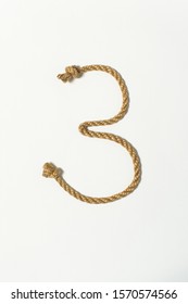 Number Three Depicted Using Jute Rope Used In Shibari, Japanese Bondage Technique