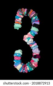 The Number Three Made From Fuzzy Socks