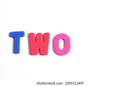 Number Two Colored Letters Word On White