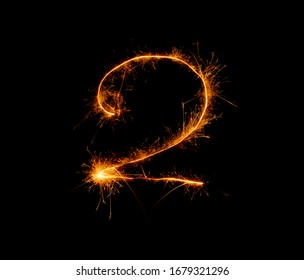 Number Two Written Sparkler On Black Stock Photo 1679321296 | Shutterstock