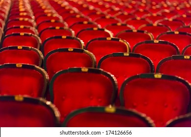 Numbered Theater Chairs With Red Velvet 