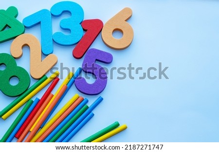 numbers from 1 to 9 colorful counting educational mathematics sticks isolated.preschooler kid activities,eco wooden digits.decimal system.learn counting,addition subtraction.kindergarten children's