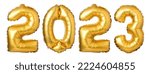 numbers 2018 made of  golden balloons isolated on white background