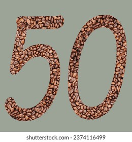 Numbers with coffee bean texture
