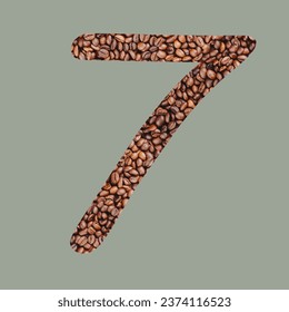 Numbers with coffee bean texture