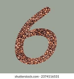 Numbers with coffee bean texture