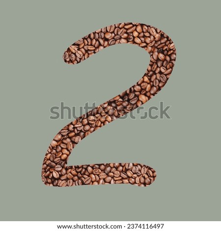 Numbers with coffee bean texture