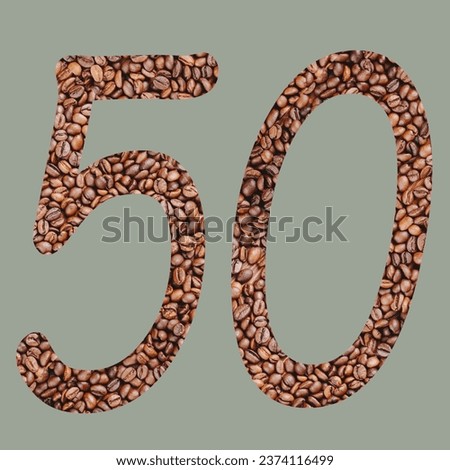 Numbers with coffee bean texture