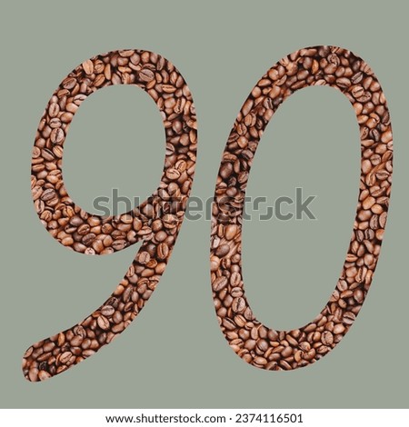 Numbers with coffee bean texture