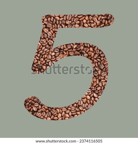 Numbers with coffee bean texture