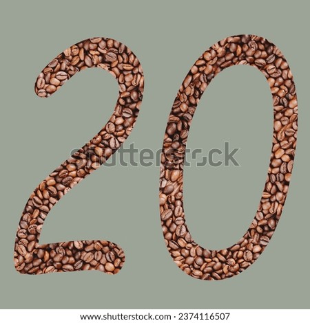 Numbers with coffee bean texture