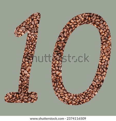 Numbers with coffee bean texture