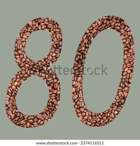 Numbers with coffee bean texture