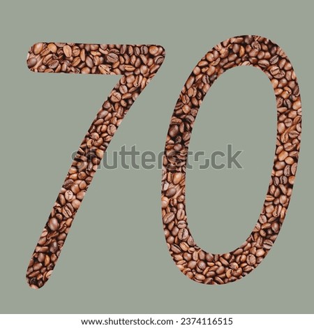 Numbers with coffee bean texture