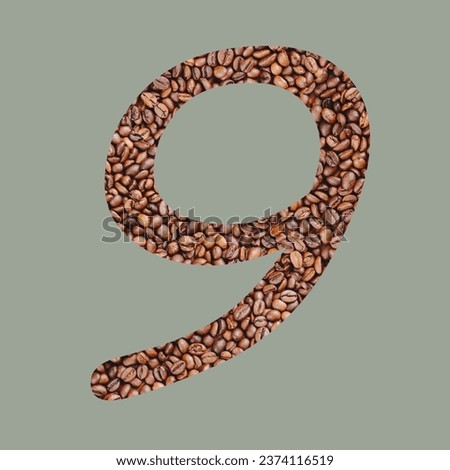 Numbers with coffee bean texture